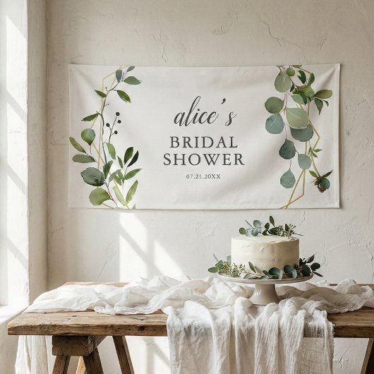 グリーンリーユーカリブライダルシャワーバナー 横断幕