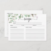 グリーンリーユーカリブライダルシャワーレシピカード (正面/裏面)