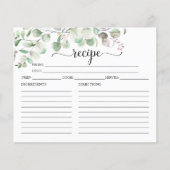 グリーンリーユーカリブライダルシャワーレシピカード (正面)