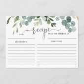 グリーンリーユーカリブライダルシャワーレシピカード エンクロージャーカード (正面)