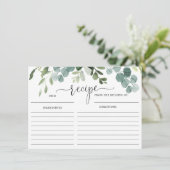 グリーンリーユーカリブライダルシャワーレシピカード エンクロージャーカード (スタンド正面)