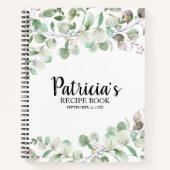 グリーンリーユーカリブライダルシャワーレシピ本 ノートブック (正面)