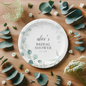 グリーンリーユーカリブライダルシャワー紙プレート ペーパープレート
