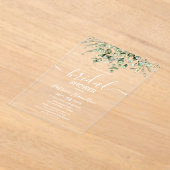 グリーンリーユーカリブライダルシャワー アクリル招待状 (レイダウン)