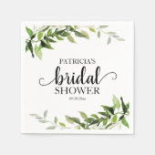 グリーンリーユーカリブライダルシャワー スタンダードカクテルナプキン (正面)