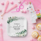 グリーンリーユーカリブライダルシャワー ペーパープレート (パーティー)