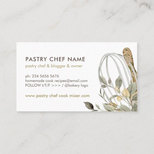 グリーンリーユーカリプタスシェフケータリングケーキメーカー 名刺 (裏面)