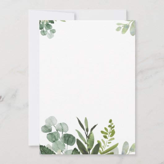 グリーンリーユーカリプタスバプテスマ招待状 招待状 (裏面)