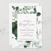 グリーンリーユーカリプタスバプテスマ招待状 招待状 (正面/裏面)