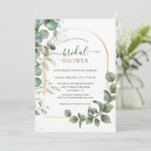 グリーンリーユーカリプタスボタニカル葉ブライダルシャワー 招待状 (スタンド正面)