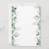 グリーンリーユーカリプタスボタニカル葉ブライダルシャワー 招待状 (裏面)