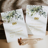 グリーンリーユーカリプタスリーフ誕生日招待状 招待状