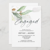 グリーンリーユーカリプタス婚約パーティ招待状 招待状 (正面/裏面)