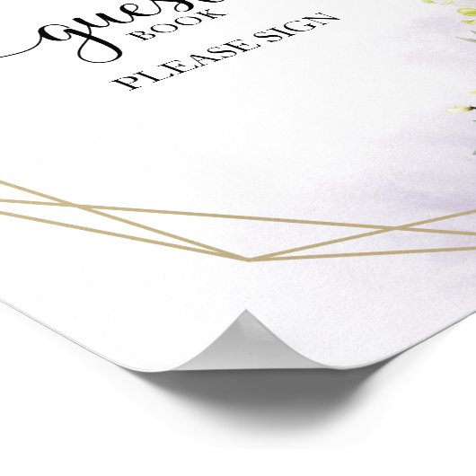 グリーンリーユーカリプトゥスウォーターカラーゲストブックサイン ポスター (角)