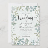 グリーンリーユーカリプトゥスウォーターカラー結婚式招待状 招待状 (正面)