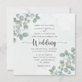 グリーンリーユーカリプトゥスウォーターカラー結婚式招待状 招待状 (正面)