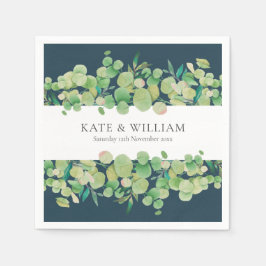 グリーンリーユーカリプトゥスガーランド結婚ズ スタンダードカクテルナプキン
