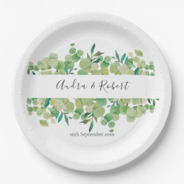 グリーンリーユーカリプトゥスガーランド結婚ズ ペーパープレート