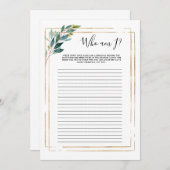 グリーンリーユーカリプトゥスフエムアイブライダルシャワーゲーム (正面/裏面)