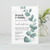 グリーンリーユーカリプトゥスブランチ&バブリーブライダルシャワー 招待状 (スタンド正面)