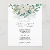 グリーンリーユーカリプトゥスホワイトローズ結婚式招待状 (正面)