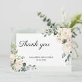 グリーンリーユーカリプトゥスホワイトローズ金ゴールドグリッターボホ サンキューカード (スタンド正面)