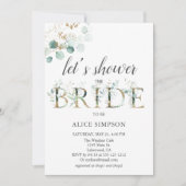 グリーンリーユーカリプトゥス書道ブライダルシャワー 招待状 (正面)