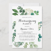 グリーンリーユーカリプトゥス書道引っ越し祝いパーティーパーティー 招待状 (正面)