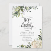 グリーンリーユーカリプンプキン秋80誕生日 招待状 (正面)