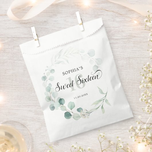 グリーンリーユーカリ素朴スイーツ16 フェイバーバッグ (クリップ留めされた状態)