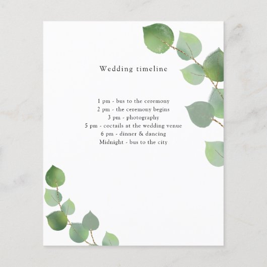 グリーンリーユーカリ結婚式プログラム詳細 (裏面)