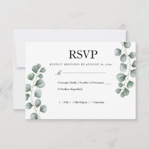 グリーンリーユーカリ結婚式RSVP 出欠カード