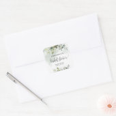 グリーンリーユーカリ金ゴールドブライダルシャワーシール スクエアシール (封筒)