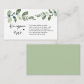 グリーンリーユーカリ、ブラックインク、ハネムーンウィッシュ エンクロージャーカード (正面/裏面)