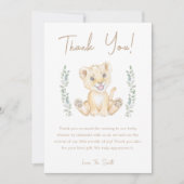 グリーンリーライオンサファリ動物ベビーシャワー サンキューカード (正面)