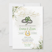 グリーンリーラッキーインラブシャームロックブライダルシャワー 招待状 (正面)