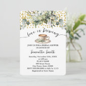 グリーンリーラブイズブルーイングブライダルシャワーコーヒーバー 招待状 (スタンド正面)