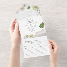 グリーンリーラブイン開花ブライダルシャワー オールインワン招待状