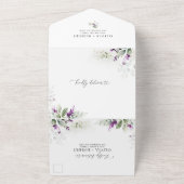 グリーンリーラベンダーオールインワン結婚式招待状 オールインワン招待状 (外側)