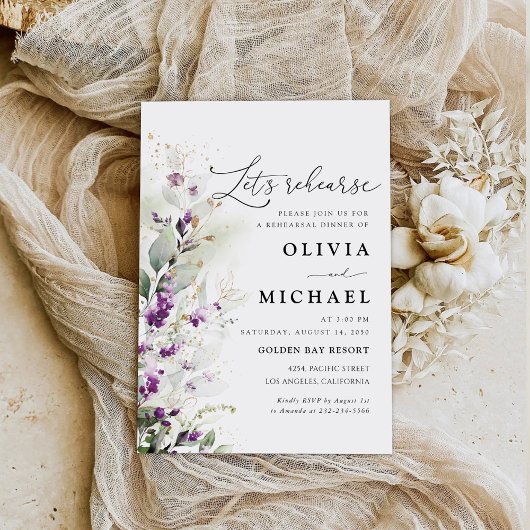 グリーンリーラベンダーリハーサルディナー招待状 招待状