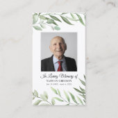 グリーンリーラミネートフォト葬儀祈りの言葉カード 名刺 (正面)