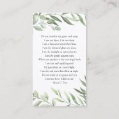 グリーンリーラミネートフォト葬儀祈りの言葉カード 名刺 (裏面)