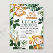 グリーンリーリトルモンキーボーイズ誕生日 招待状 (正面/裏面)