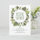 グリーンリーリースウッ素朴ドランドリーフブライダルシャワー 招待状 (スタンド正面)