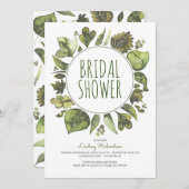 グリーンリーリースウッ素朴ドランドリーフブライダルシャワー 招待状 (正面/裏面)