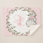 グリーンリーリースピンクエレファントガパーソナライズされたール シェルパブランケット (正面(横))