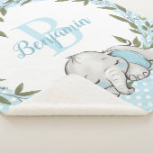 グリーンリーリースブルーエレファントボパーソナライズされたーイ シェルパブランケット (3/4)