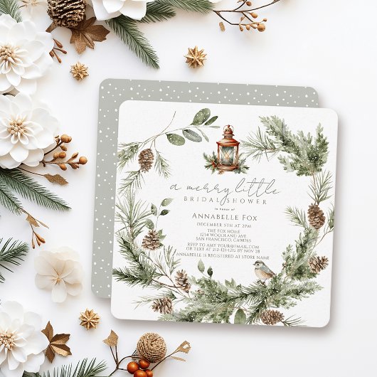 グリーンリーリースメリーリトルブライダルシャワー 招待状