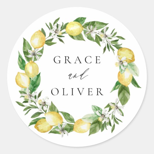 グリーンリーリース付きレモンボタニカル結婚 ラウンドシール (正面)