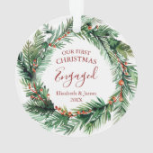 グリーンリーリース私たちの初めてのクリスマス 婚約した オーナメント (裏面)